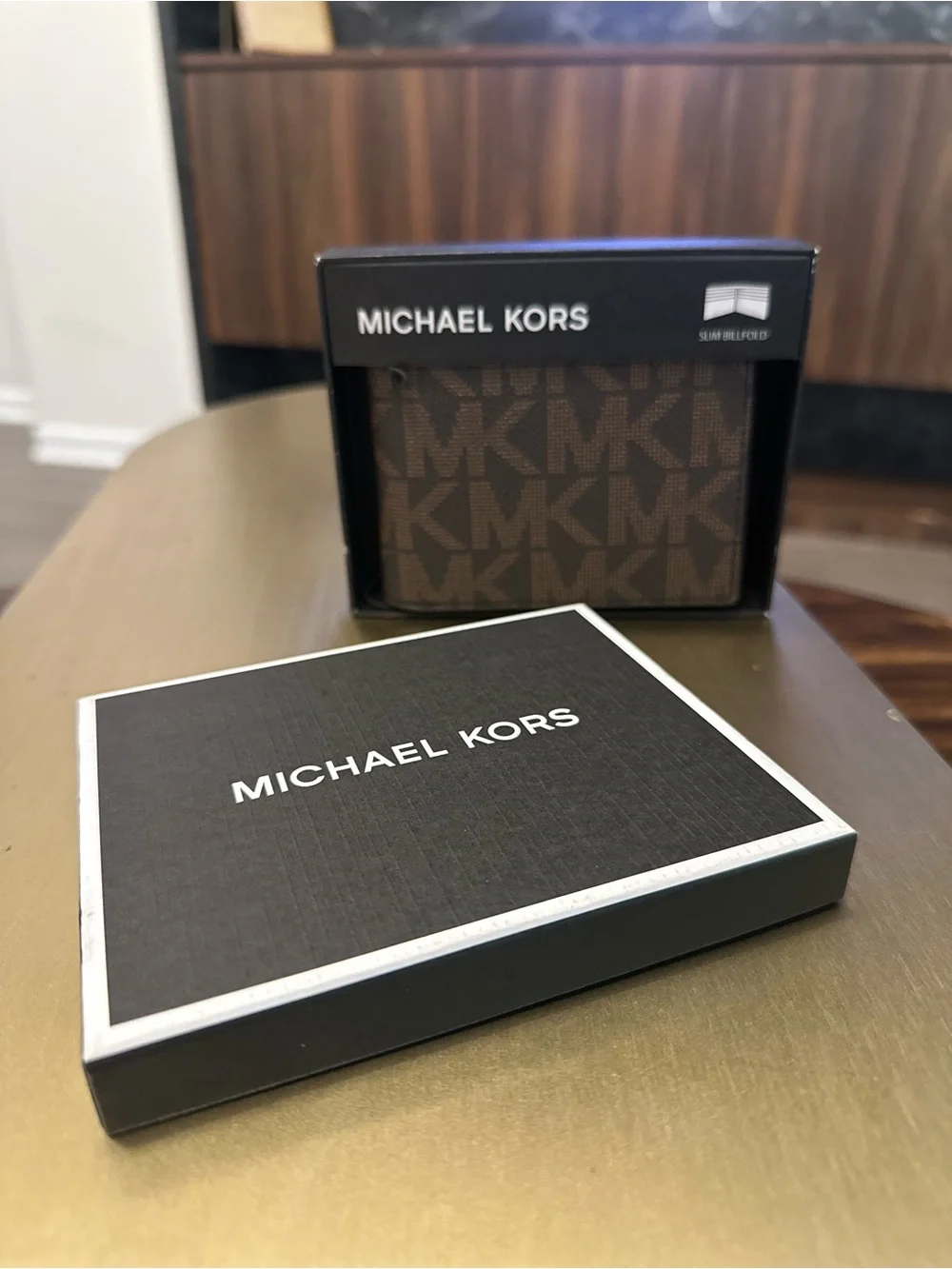 Michael Kors Men's Brown MK Logo Card & Key Wallet